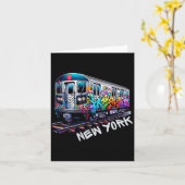 New York Train Graffiti Style, Nyc Subway Car Retr Karte (Gelbe Blume)