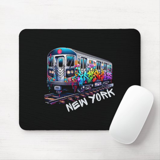 New York Train Graffiti Style, Nyc Subway Car Retr Mousepad (Mit Mouse)