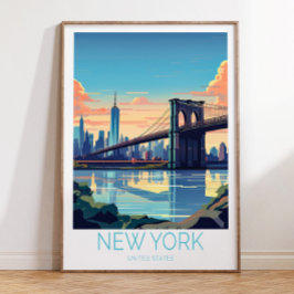 New York Travel Poster, New York Brooklyn Poster