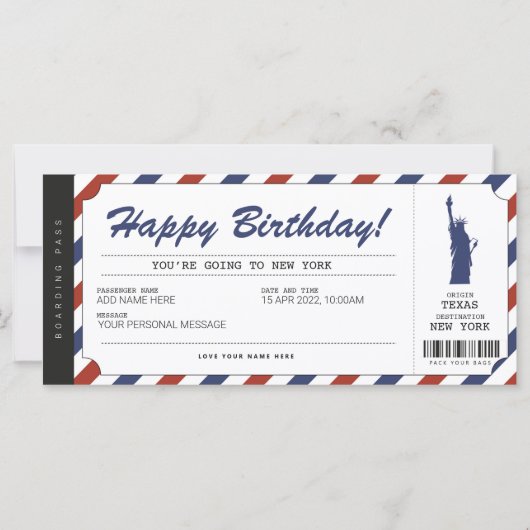 New York Trip Boarding Pass Ticket (Vorderseite)