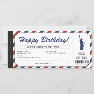 New York Trip Boarding Pass Ticket