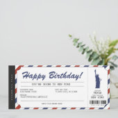 New York Trip Boarding Pass Ticket Einladung (Stehend Vorderseite)