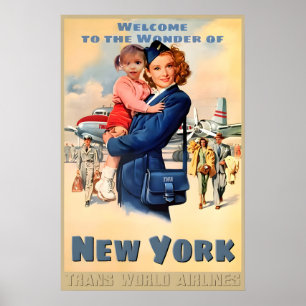 New York TWA Airlines Audrey Hepburn Neuer Retrolo Poster