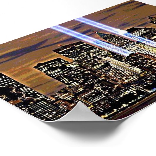 New York Twin Tower Light Beams Poster (Ecke)