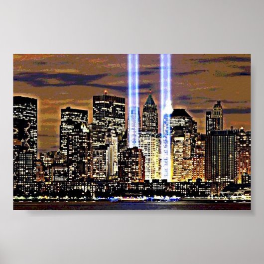 New York Twin Tower Light Beams Poster (Vorne)