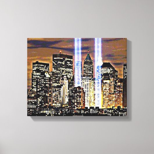 New York Twin Towers Light Beams Leinwanddruck (Vorderseite)