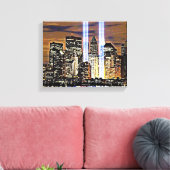 New York Twin Towers Light Beams Leinwanddruck (Insitu (Wohnzimmer))