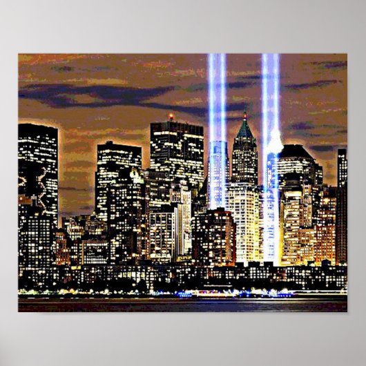 New York Twin Towers Light Beams Poster (Vorne)
