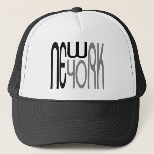 New-York-Typografie Schwarz-Grau Truckerkappe