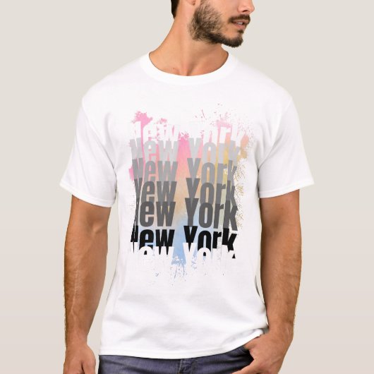 New York Typografie Splash Art T-Shirt (Vorderseite)