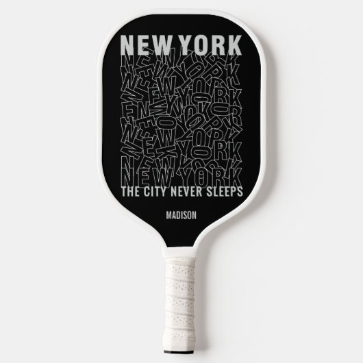 New York Typografy individuelle Name Pickleball Schläger (Rückseite)