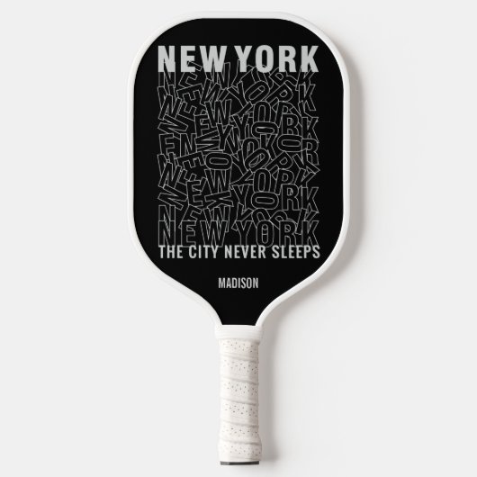 New York Typografy individuelle Name Pickleball Schläger (Vorderseite)