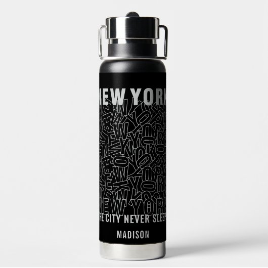 New York Typografy individuelle Name Trinkflasche (Hinten)