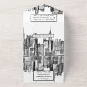 New York UAWG Black and White Modern Wedding All In One Einladung (Außenbereich)