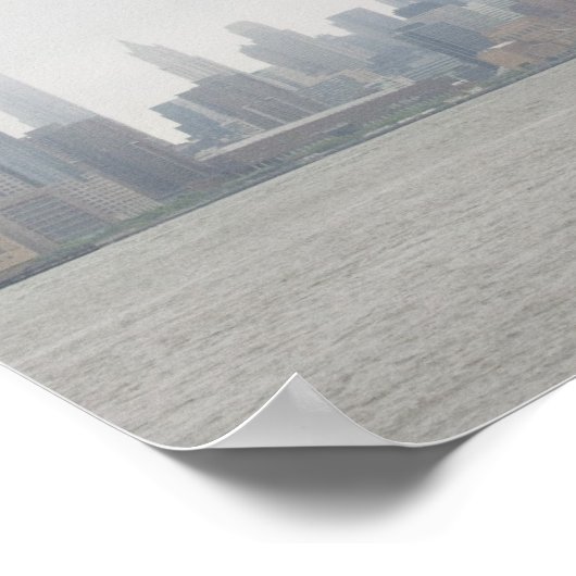 New York und New Jersey Skyline im Nebel Poster (Ecke)
