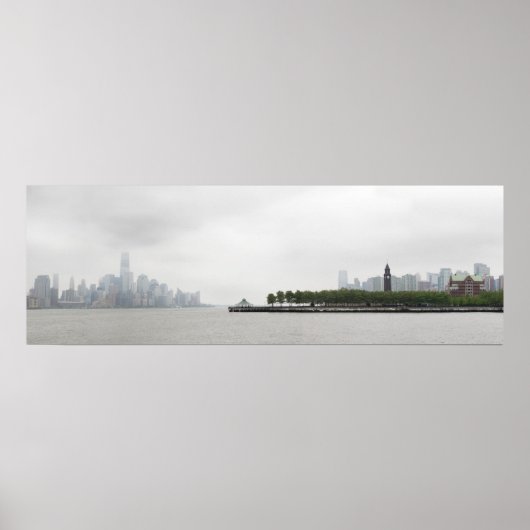 New York und New Jersey Skyline im Nebel Poster (Vorne)