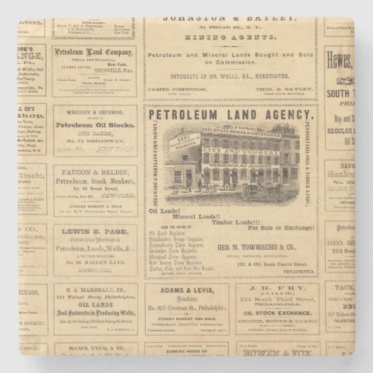 New- York und Pennsylvania-Öl-Anzeigen Steinuntersetzer (Vorderseite)