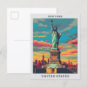 New York United Staaten Elegante Art Vintage Trave Postkarte