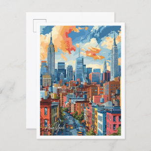 New York United Staaten Vintage Travel Illustratio Postkarte