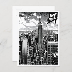 New York United Staaten Vintage Travel Illustratio Postkarte