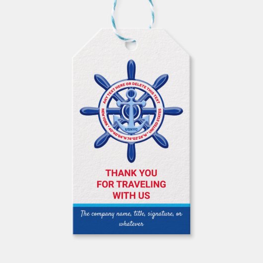 New York, United States, Customizable, Sea Travel Geschenkanhänger (Vorderseite)