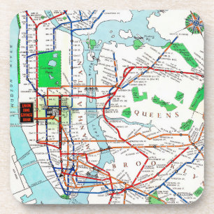 New York: Untergrundbahn Map, 1940 Getränkeuntersetzer