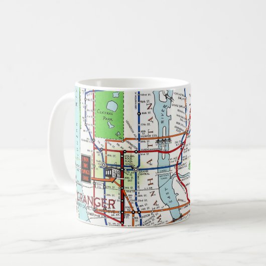 New York: Untergrundbahn Map, 1940 Kaffeetasse (Vorderseite Links)