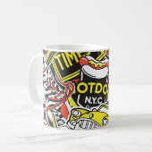New York urban: Aufkleberpatchwork. Kaffeetasse (Vorderseite Links)