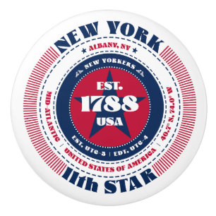 New York US Staat Red White Blue Typografy Keramikknauf