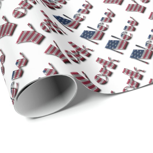 New York USA Country Flag Typografie Funny Geschenkpapier (Rolleneckpunkt)