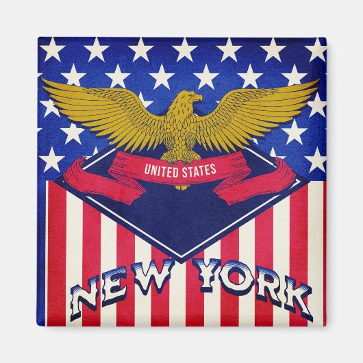 New York USA Flag Magnet (Vorne)