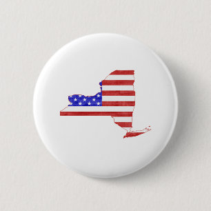 New York USA Flaggen Silhouette Staat Karte Button