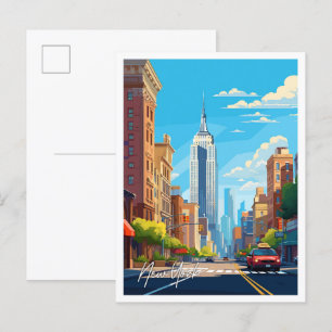 New York USA Kunst Vintage-Reiseillustration Postkarte