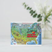 New York USA Map Postkarte (Stehend Vorderseite)