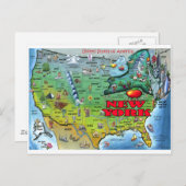 New York USA Map Postkarte (Vorne/Hinten)