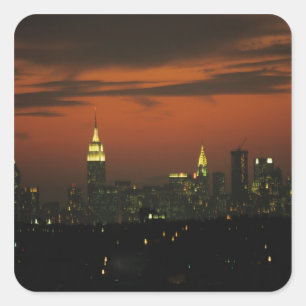 New York, USA. Skyline von Uptown Manhattan 2 Quadratischer Aufkleber