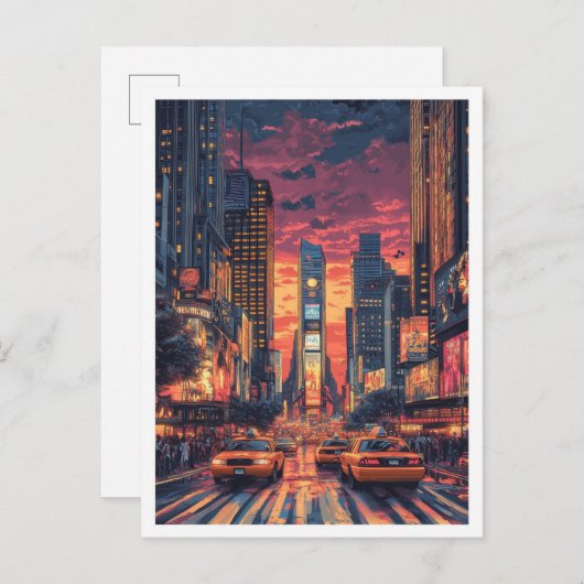 New York USA Vintag Illustration Travel Postkarte (Vorne/Hinten)