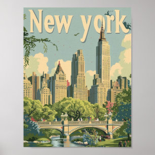 New York USA Vintage berühmter Reiseort Poster