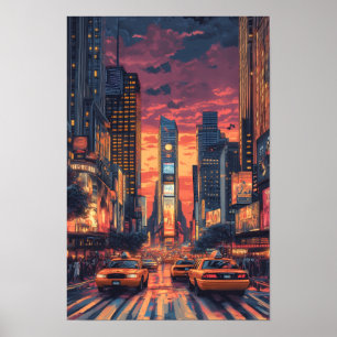 New York USA Vintage-Illustration Reise Poster