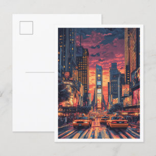 New York USA Vintage-Illustration Reise Postkarte