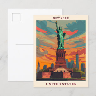 New York Vereinigte Staaten Elegante Kunst Vintage Postkarte