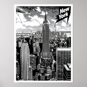 New York Vereinigte Staaten Vintage-Reiseillustrat Poster
