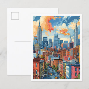 New York Vereinigte Staaten Vintage Reiseillustrat Postkarte