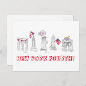 New York Vierte NYC Patriotic 4. Juli Feier Einladungspostkarte (Vorne/Hinten)