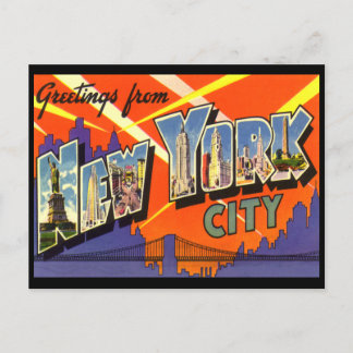 New York Vintag Greetings Postcard Postkarte