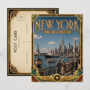 New York Vintage Art Deco Golden Age Postkarte