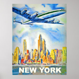 New York, Vintage Flugreise Poster