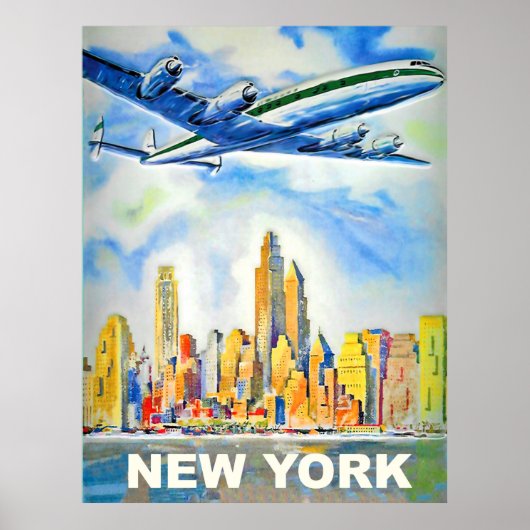 New York, Vintage Flugreise Poster (Vorne)
