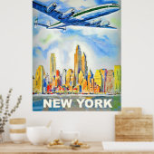 New York, Vintage Flugreise Poster (Küche)