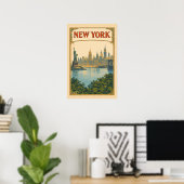New York Vintage Skyline Reise  Poster (Heimbüro)